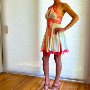 Bebe classic dress cream pink worn only once, excellent condition.